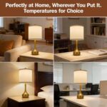 23" Farmhouse Table Lamp Set of 2, Golden Metal Modern Bedside Lamps for Living ... - Image 5