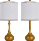 23" Farmhouse Table Lamp Set of 2, Golden Metal Modern Bedside Lamps for Living ... - Image 9