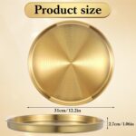3 Pack Gold Round Serving Tray 12 Inch Stainless Steel Gold Circle Tray Metal Je... - Image 3