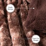 PAVILIA Faux Fur Throw Blanket Tie-Dye Brown, Soft Fuzzy Warm Sherpa Blankets & ... - Image 4
