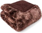 PAVILIA Faux Fur Throw Blanket Tie-Dye Brown, Soft Fuzzy Warm Sherpa Blankets & ... - Image 5