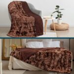 PAVILIA Faux Fur Throw Blanket Tie-Dye Brown, Soft Fuzzy Warm Sherpa Blankets & ... - Image 6