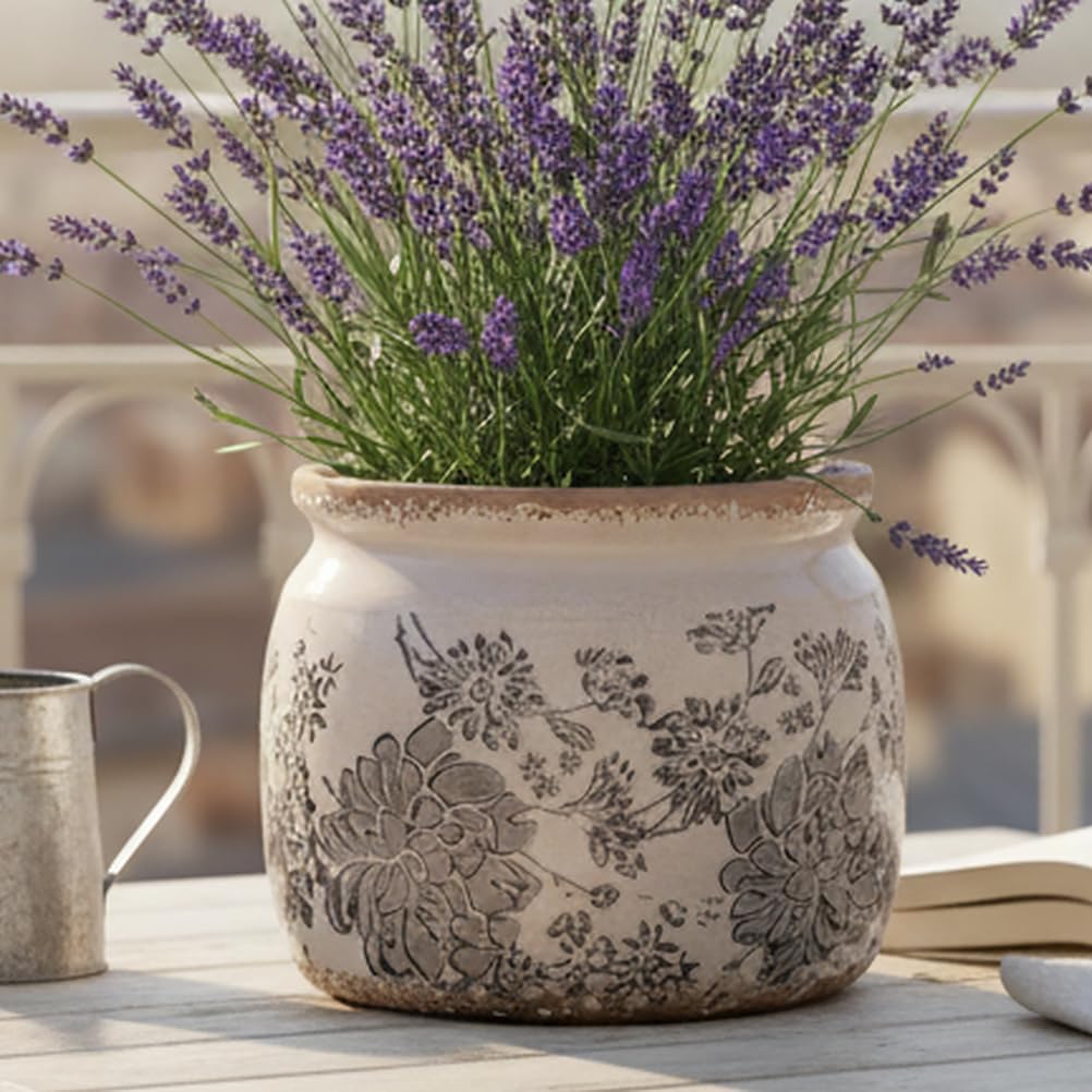 Modern Farmhouse Ceramic Planter for Home Decor, 6.29 Inch Vintage Plant Pot Ind... - Image 3