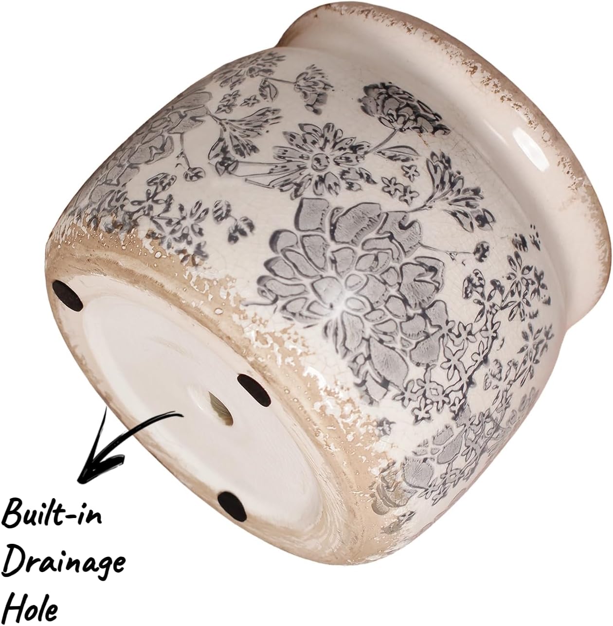 Modern Farmhouse Ceramic Planter for Home Decor, 6.29 Inch Vintage Plant Pot Ind... - Image 5