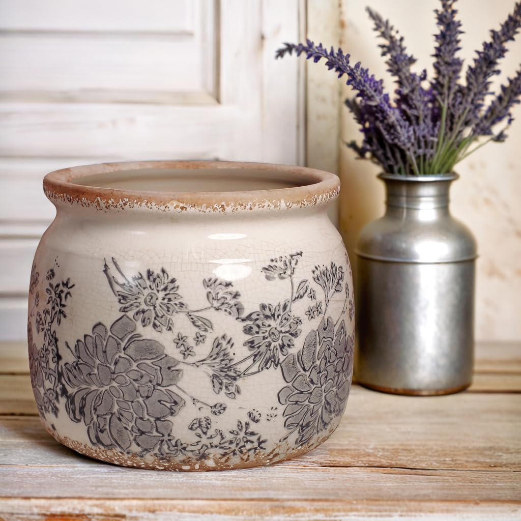 Modern Farmhouse Ceramic Planter for Home Decor, 6.29 Inch Vintage Plant Pot Ind... - Image 6