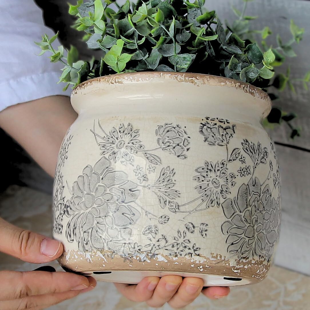 Modern Farmhouse Ceramic Planter for Home Decor, 6.29 Inch Vintage Plant Pot Ind... - Image 8