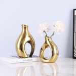 Ceramic Vase Set of 2 for Home Decor, Gold Abstract Intertwined Sculptural Vases... - Image 6