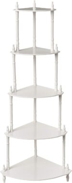 Frenchi Home Furnishing 5-Tier Corner Stand, White - Image 4