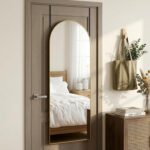 58"x20" Arched Full Length Door Mirror, Over-the-Door Hanging, Floor Standing, W... - Image 3