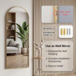 58"x20" Arched Full Length Door Mirror, Over-the-Door Hanging, Floor Standing, W... - Image 7