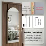 58"x20" Arched Full Length Door Mirror, Over-the-Door Hanging, Floor Standing, W... - Image 8