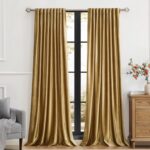 100% Blackout Gold Velvet Curtains 84 inch Long for Living Room,Elegant 2 Panels... - Image 4