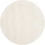 SAFAVIEH Milan Shag Collection Area Rug - 5'1" Round, Ivory, Solid Design, Non-S... - Image 4