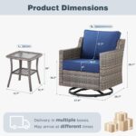 Belord Patio Wicker Swivel Rocker Patio Chairs with Side Table, Outdoor Rattan C... - Image 3
