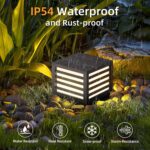 Solar Post Light, 9.84" Pillar Light Outdoor Waterproof Modern Column Lamp Outsi... - Image 3
