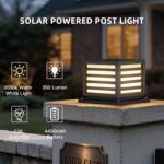 Solar Post Light, 9.84" Pillar Light Outdoor Waterproof Modern Column Lamp Outsi... - Image 5
