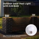 Solar Post Light, 9.84" Pillar Light Outdoor Waterproof Modern Column Lamp Outsi... - Image 7