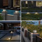 Solar Post Light, 9.84" Pillar Light Outdoor Waterproof Modern Column Lamp Outsi... - Image 8