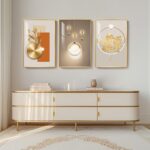 Framed Modern Luxury Gold Wall Art for Living Room, Set of 3 Piece Contemporary ... - Image 4