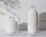 Matte White Vases Home Decor Stripe Centerpieces Modern Boho Ceramic Set of 2 fo... - Image 7