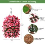INQCMY Artificial Hanging Flowers Basket for Outdoors Spring Summer Decoration,F... - Image 4
