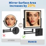 Ruacq Rechargeable Wall Mounted Makeup Mirror with Lights, Double Sided 1X/10X M... - Image 5