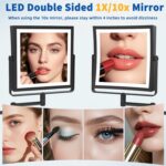 Ruacq Rechargeable Wall Mounted Makeup Mirror with Lights, Double Sided 1X/10X M... - Image 6