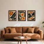 Mid Century Floral Wall Art Set of 3, Modern Abstract Botanical Wall Decor Pictu... - Image 3