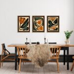 Mid Century Floral Wall Art Set of 3, Modern Abstract Botanical Wall Decor Pictu... - Image 4