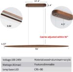 YISDESIGN 51" Wood Linear Pendant Light Wood Dining Room Light Fixture Modern Po... - Image 4