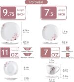 VEWEET Annie Porcelain Dinnerware for 6, 30-Piece Pink Floral Dish Set With Plat... - Image 3