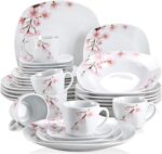 VEWEET Annie Porcelain Dinnerware for 6, 30-Piece Pink Floral Dish Set With Plat... - Image 5