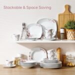 VEWEET Annie Porcelain Dinnerware for 6, 30-Piece Pink Floral Dish Set With Plat... - Image 7