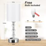 Touch Bedside Crystal Lamps for Bedrooms Nightstand with USB C+A Charging Port a... - Image 7