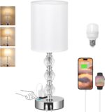 Touch Bedside Crystal Lamps for Bedrooms Nightstand with USB C+A Charging Port a... - Image 9