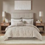Madison Park Emilia Bed in a Bag Comforter Set with Sheets, Gold Metallic Jacqua... - Image 3
