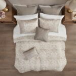 Madison Park Emilia Bed in a Bag Comforter Set with Sheets, Gold Metallic Jacqua... - Image 4