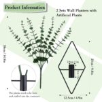 GREENTIME 2 Pack Hanging Plants Faux Eucalyptus with Black Diamond Metal Hanging... - Image 3