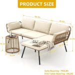 DWVO Patio Furniture Set 3 Piece Outdoor Wicker Conversation Set with Detachable... - Image 4