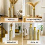 Leewadee Gold Tall Floor Vase, Set of 3 Decorative 26/21/16″ Large Vases from Me... - Image 8