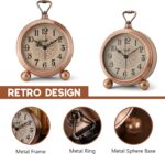 FLOITTUY 4.5" Battery Operated Antique Retro Analog Metal Alarm Clock, Silent Be... - Image 7