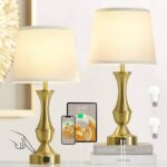 Luvkczc 22" Gold Table Lamps Set of 2 - Modern Luxury Bedside Lamps with White F... - Image 3