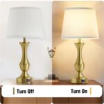 Luvkczc 22" Gold Table Lamps Set of 2 - Modern Luxury Bedside Lamps with White F... - Image 4