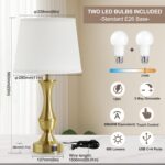 Luvkczc 22" Gold Table Lamps Set of 2 - Modern Luxury Bedside Lamps with White F... - Image 5
