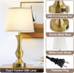 Luvkczc 22" Gold Table Lamps Set of 2 - Modern Luxury Bedside Lamps with White F... - Image 6