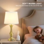 Luvkczc 22" Gold Table Lamps Set of 2 - Modern Luxury Bedside Lamps with White F... - Image 8