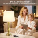 Luvkczc 22" Gold Table Lamps Set of 2 - Modern Luxury Bedside Lamps with White F... - Image 9