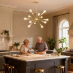 Gold Sputnik Chandelier, 12 Light Farmhouse Chandeliers for Dining Room Light Fi... - Image 8