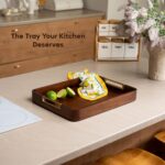 Premium 17.5 x 13 Inch Acacia Wood Serving Tray with Metal Handles – Large Ottom... - Image 10