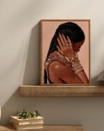 InSimSea Canvas Framed Wall Art, Braided Hair Black Girl with Gold Jewelry Paint... - Image 5